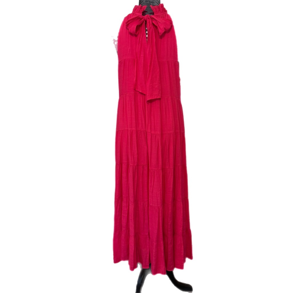 Entro Fuchsia Tiered Halter Flowy Maxi Dress Lined Women Size Large NWT - Picture 6 of 16
